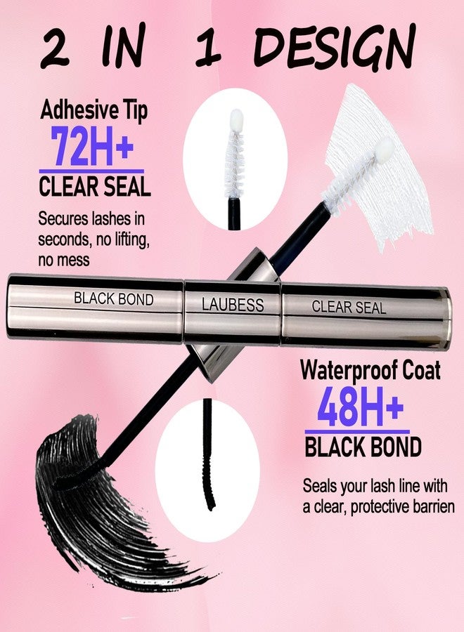 LAUBESS Lash Bond and Seal Lash Glue Waterproof LAUBESS 2-in-1 Cluster Lash Glue for Eyelash Clusters 72H 10ml (Black/Clear) - Image 2